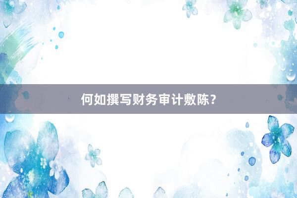 何如撰写财务审计敷陈？